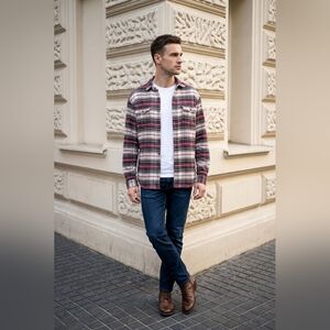 Stapleford Urban Outfitters Plaid Flannel Shirt Red Green White Small